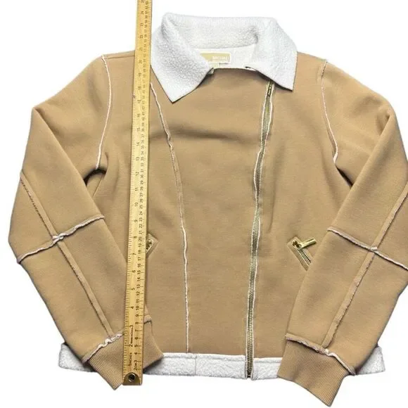 Michael Kors Tan Zip Up Jacket Womens S Double Rider Zipper - Picture 6 of 8